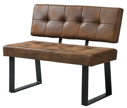 B&D home Sitzbank Sigfrid - Eckbank Esszimmer Mit Lehne, Sitzbank Flur, Pflegeleichter Bezug in Wildlederoptik in Braun, Kaltschaum-Polsterung, Für Esszimmer, Küche & Flur, 100 cm