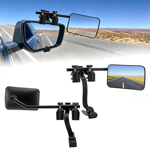 Espejo adicional para caravana, espejo adicional para coche, montaje de correas para camionetas ampliadas, convertidas, caravanas, remolques y vehículos tractores con campo de visión ampliado