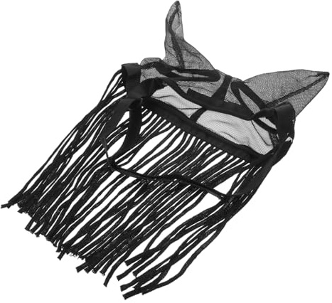 Toyvian Maschera per Cavalli in Poliestere Traspirante con Orecchie e Frange, Controllo Mosche per Uso Quotidiano e Condizioni di Caldo