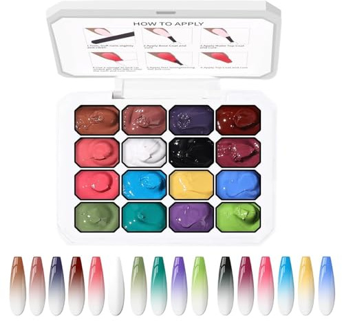 Peinture Gel pour Ongles Palette d'Art de Manucure à Dégradé par Tapotement | Palette de Gel à Peindre pour Débutantes Femmes Filles Maison Salon