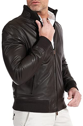 D'Arienzo Bomber in Pelle Testa di Moro Uomo Giacca Invernale Giubbotto Giubbino Vera Pelle Made in Italy 107 56/Testa di Moro
