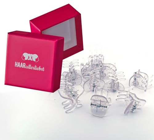 HAARallerliebst Haarklammer Klein Set 12 Stück – Haarspange Klein für Damen – Haarspangen Damen Transparent – Kleine Haarklammern – Haarklemmen Damen – Mini Haarklammern