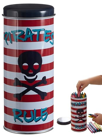 Premium Housewares - Bote de almacenamiento de pirata, multicolor, redondo