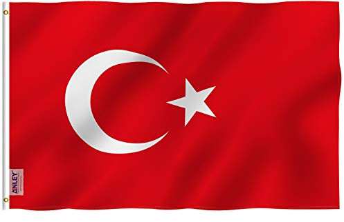 Anley Fly Breeze 3x5 Fuß Turkey Flag - Lebendige Farbe und UV-beständig - Canvas Header und doppelt genäht - Türkische Flaggen Polyester mit Messingösen 3 x 5 Ft