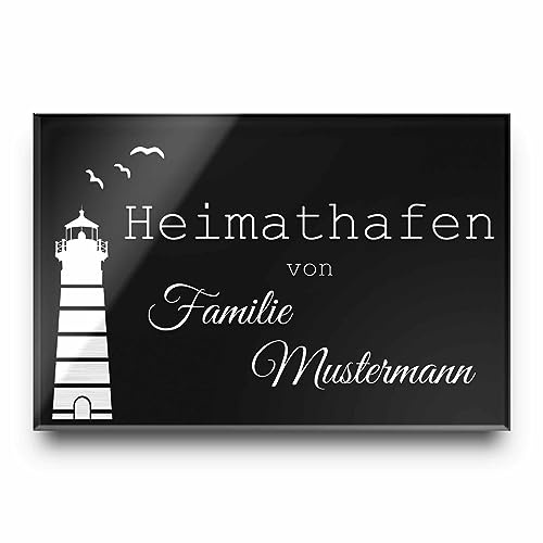 Edle Türschilder mit Gravur | Namensschild Briefkastenschild selbstklebend oder mit Bohrlöcher Klingelschild mit mehr als 80 Motive | Größe ab 8x5 cm