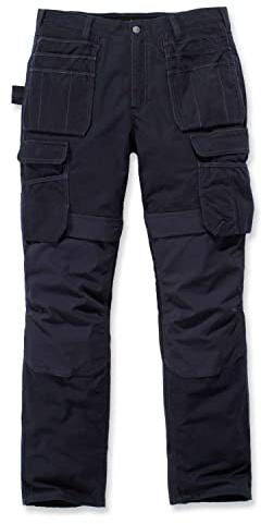 Carhartt herr Byxor Steel Rugged Flex Relaxed Fit Dubbel-Framsida, Cargo med flera fickor, arbetsbyxor, blå, 42W / 30L