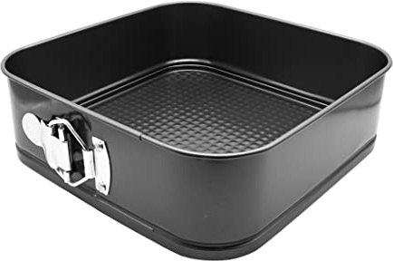 Abcsea 1 Piece Square Springform Cake Tin for Baking Non Stick, Pudding Pan, Bake Tin for Cake, Carbon Steel, 22 cm