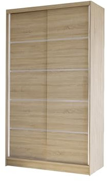 Camtalo IV Armoire à portes coulissantes, Meuble de Rangement avec tringle à vêtements et étagère - Armoire de chambre à coucher (chêne Sonoma )