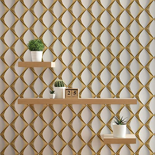 TADESSI Tapete 3D Optik Tommaso M1-No.1805 Vliestapete Gold Weiß Modern für Wohnzimmer Schlafzimmer Küche