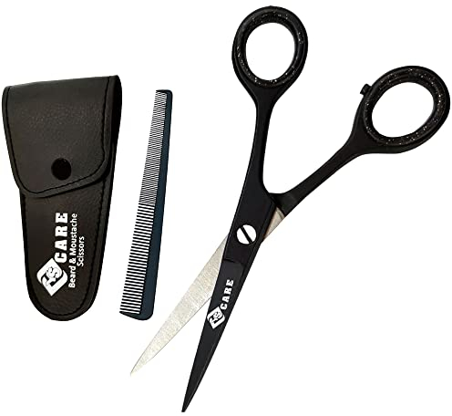 YSCARE Beard & Moustache Scissors for Men Precision Grooming Scissors for Hair Cutting Hairdressing Nose Hair Trimming Stainless Steel (4.5 Inches)