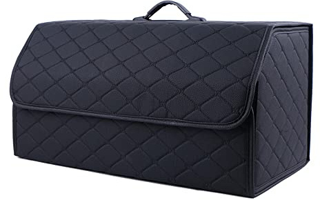 AVIRAA Sacs pour Coffre De Voiture Cuir Rangements pour Coffre pour Mercedes Benz V-Class V220d V250d V300d L Boîte Rangement Voiture Pliante Accessoires Auto, Black XL