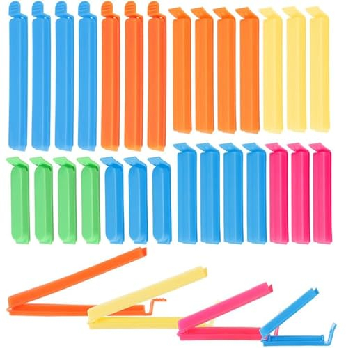 32 Stück Verschlussclips,Lebensmittel Clips Kunststoff 7/9/11/16 cm Verschlussklammern Plastik Mehrere Farben, Tütenclips Bunt Küche Wiederverwendbar Tütenclips für Verpackung Süßigkeiten Snacks