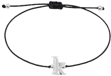 Selfmade Jewelry Buchstaben Armband Damen Silber Kettchen Handmade Größenverstellbares Makramee Armbändchen mit Anfangsbuchstabe Inkl. Geschenk-Verpackung (k)