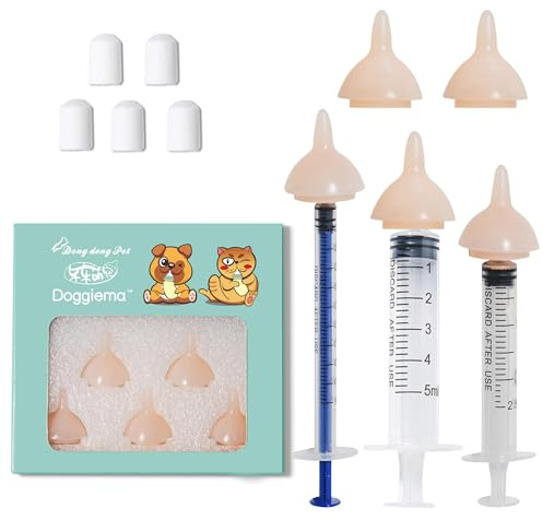 Doggiema Feeding Nipple and Syringes for Puppy Kitten, Nipples Feeder Kit