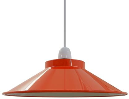 Lampenschirm aus Metall, Retro-Stil, kegelförmig, einfache Montage, für Wohnzimmer, Schlafzimmer, Küche, Esszimmer, Café und Restaurant (Orange, 1 Stück)