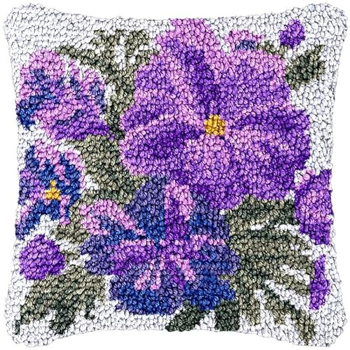 Kit de gancho de pestillo de flores de lavanda, funda de almohada, ganchillo, ganchillo, kit de fabricación de cojines con patrón preimpreso, lienzo, bricolaje, hecho a mano, sofá, Navidad, decoración