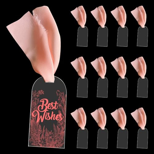 luolety 50 tarjetas de acrílico transparente, tarjetas de lugar en blanco de acrílico esmerilado con cinta, kit de etiquetas de regalo de arco transparente, tarjetas de nombre para bricolaje, bodas,