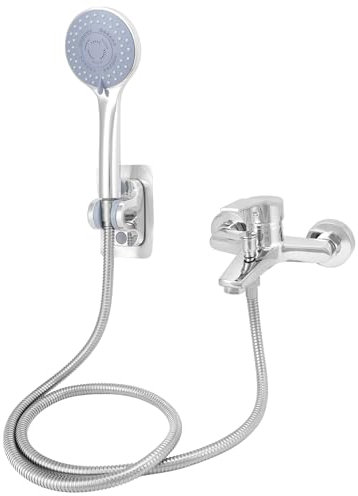 QWORK® Miscelatore Vasca da Bagno, Rubinetto Vasca con Doccetta, Rubinetto con Cartuccia Ceramica, Rubinetto Doccia da Muro con 1.5M Tubo in Acciaio Inox