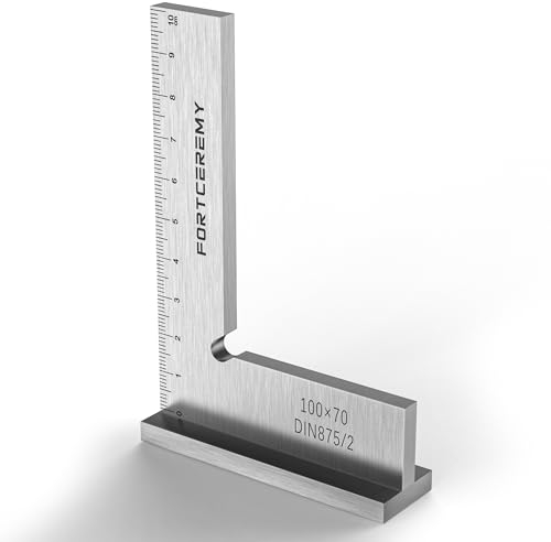 Anschlagwinkel, FortCeremy 90 Grad Winkelblöcke 100 * 70mm, Schlosserwinkel Präzisions-Werkzeugtischler-Stahl-Lineal-Satz Breite Basis Sitz-Winkel L-Typ, Layout Holzbearbeitung Messwerkzeug mit Skala