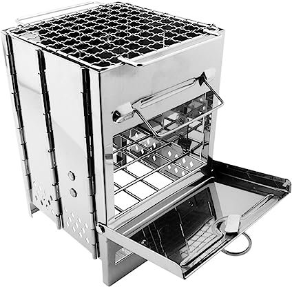KONTONTY Parrilla De Barbacoa De Acero Inoxidable Portátil Parrilla Para Camping y Fogatas Para Acampar y Barbacoas Al Aire