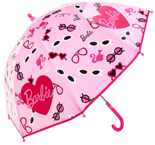 Barbie Kids Dome Umbrella – Official Licensed Children's Character Toddler Umbrella, Strong, Lightweight & Windproof School Rain Umbrella for Girls, Child-Friendly Safety Opening