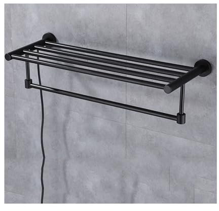 WRJAHCG Wandmontage Handtuchheizkörper Elektrisch,Aluminium Elektroheizung Handtuchwärmer,Handtuchtrockner Heizkörper Mit Thermostat,Schwarz,Left line