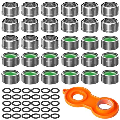 BREANIFULL 30 Stück Wasserhahn Aufsatz Strahlregler M24 Wasserhahn Siebeinsatz Strahlregler für Wasserhähne mit ABS Filter inkl Mischdüsenschlüssel für Wasserhahn Sieb Wasser