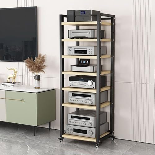 AV-Medienständer, CD-Player-Ständer, Heim-Stereo-Rack mit höhenverstellbarem Regal und Rad, 5/6/7/8-stufiger Audioschrank, Plattenspielerständer, Audio-Rack für den Aufnahmeraum im Wohnzimme