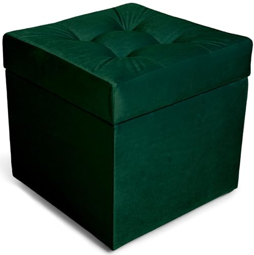 MG Design Polsterhocker 45 x 45 cm Grün mit Stauraum (ca. 50 L), belastbar bis 300 kg, sofort einsatzbereit & pflegeleicht – für Wohnzimmer, Schlafzimmer & Flur