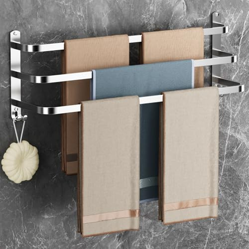Porte-serviettes Mural 60 cm Sans Perçage - de Salle de Bain et Cuisine - Argenté