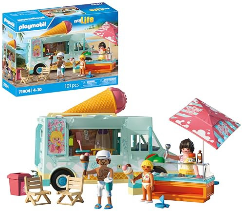 PLAYMOBIL | Vacation on The Beach | Camioneta de Helados con Tienda de Surf | Juguete para Mayores de 4 años | Regalo Ideal para niños | Aventura en la Playa con Figuras y vehículo | 71904