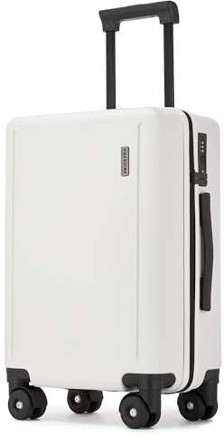 Ruausine Cabin Size Carry on Suitcase with 4 Wheels, 20 Inch Carry on Luggage with Spinner Wheels, Hard Shell Small Rolling Carry-on Suitcae with TSA Approved for Travel (White, 20 inch)