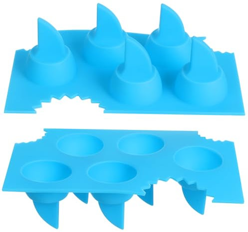 Gatuida 2pcs Shark Fin Ice Cube Tray Flexible Food-Grade Silicone Mold for Ice Cubes Chocolates Jellies Sky-Blue DIY Baking Tools for Theme Parties Fun Desserts