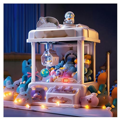 CUCUKAKA Candy Grabber ， Distributeur De Poupées Arcade avec Musique et Lumières,2 Poupées Panda,25 Peluches,20 Gashapons ， Fille Pince à Poupée Cadeaux pour Filles à Partir De 8 Ans