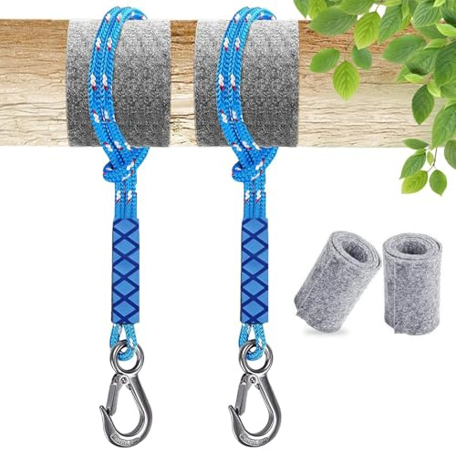 Baumbefestigung Schaukel mit 2 x 50CM Seil und Baumschutz (50 * 8CM), Hängematte Befestigung mit Karabinern für Spielplatz, Schaukel, Hängematte