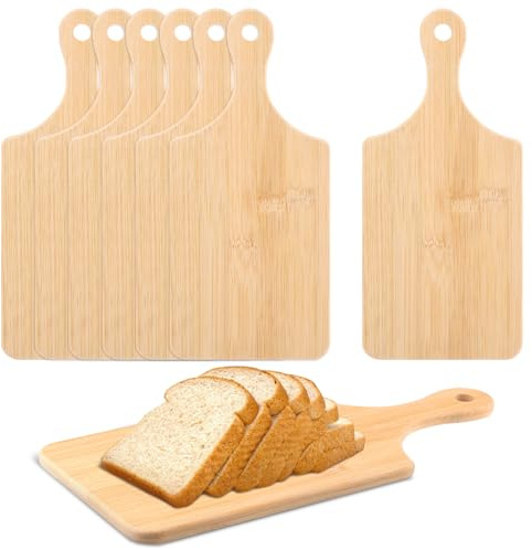 CODOHI Lot de 8 planches à découper en bambou réversibles de 27,9 x 12,7 cm avec poignée antidérapante pour viande, légumes, fruits et fromage