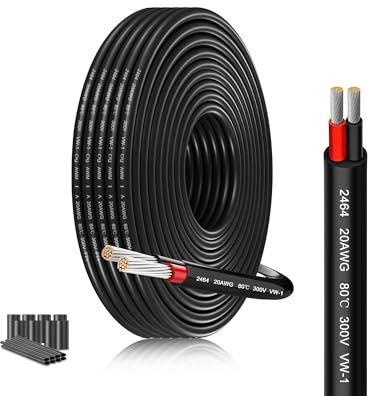 SCHDRA UL2464 20AWG 2x0,5mm² Cavo Elettrico Bassa Tensione, 8m | Rame stagnato multifilo, PVC flessibile. Per strisce LED, auto e progetti 12V/24V