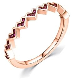 Wycian Promise Ring Personalisiert Ring Rotgold Damen 14 Karat Roségold Au585 Runde Form Rubin Größe 53 (16.9) Vorsteckring für Damen Beliebt Schmuck Geschenk