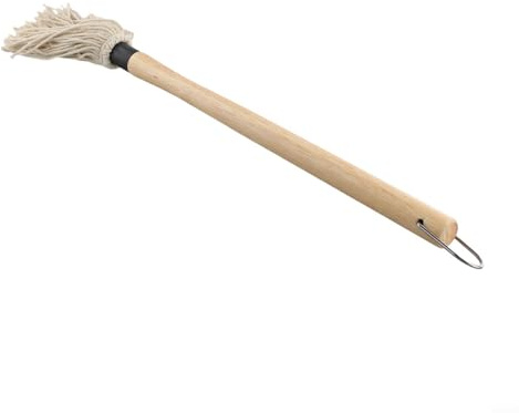 Yhenlovtt Grillpinsel mit extra Ersatzköpfen, langer Holzgriff, Grillmopp für Saucen und Öle, für langlebige Baumwollfaser, Küchenwerkzeug für das Kochen im Freien (A)