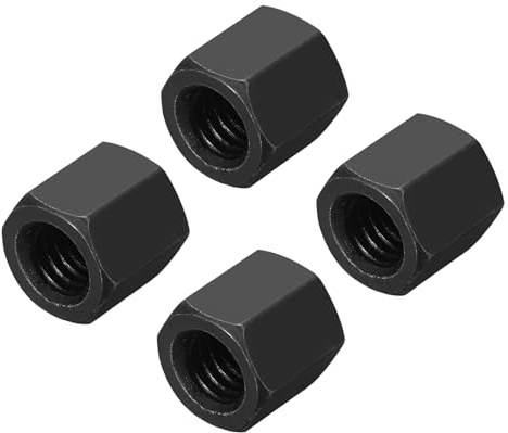 sourcing map M8x1.25mm Pitch Hex Coupling Nuts, 4Pcs 12mm / 0.5 Length Grade 10.9 Carbon Steel Fully Threaded Rod Coupling Nut Stud Coarse Thread Pipe Connector Fasteners, Black