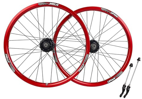406 BMX Hjulset 20 Tum Cyklar Fälg Skivbroms 32H Nav MTB Cykelhjulset Fram- Och Bak Hjul För 7 8 9 10 Hastighet QR 1710 G(Red)