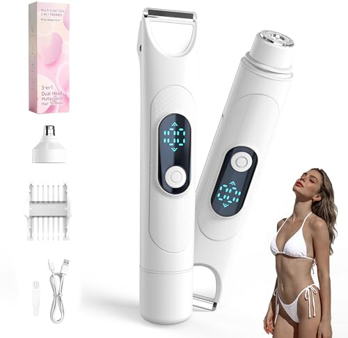 Rasoir Électrique Femme - 3 en 1 Tondeuse Femme Intime Rasoir Intime pour les jambes, Bras, Visage, Aisselles et Bikini - Rechargeable IPX7 Étanche avec Écran LCD Tondeuse Bikini pour Sec et Humide