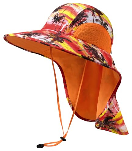 Bassdash UPF 50+ Unisex Water Resistant Wide Brim Sun Hat with Large Neck Flap Ponytail Fishing Hat for Men Women