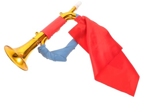SOIMISS Tromba Giocattolo Rumorosa in Plastica Nastro Blu e Fiocco Rosso, Corno da Festa Portatile per Eventi Sportivi, Compleanni e Celebrazioni, Strumento a Fiato Leggero e Adulti