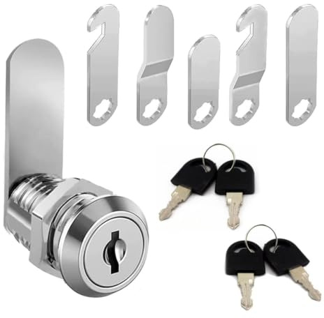Universal Mailbox Cam Lock with 5 Lock Plates & 4 Keys, Durable Multi-Purpose Cabinet Lock for Cupboard, Drawer, Locker & Furniture Door