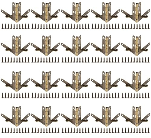 Federscharnier mit 90-Grad-Stütze für Schmuck, Weinkoffer, Uhrenbox, Holzdeckel, 20 Stück (Bronze)