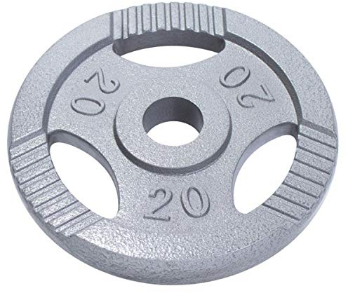 GORILLA SPORTS® Olympia Hantelscheiben - 1,25kg, 2,5kg, 5kg, 10kg, 15kg bis 20kg Gewichte, 50mm Bohrung, Tri-Grip, aus Gusseisen, Silber - Gewichtsscheiben, Olympiascheiben