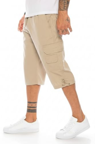 Kendindza Collection Kendindza Herren Bermuda 3/4 in Kurze Hose Gummibund , XL, Beige