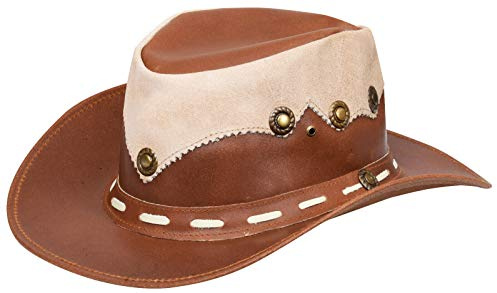 Infinity Leather Chapeau Australien Bronzer Unisexe Style Western Cowboy Outback en Daim Véritable Suède Cuir Daim XL