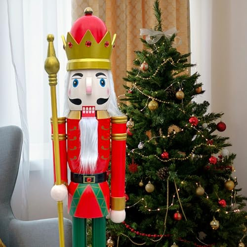 CDL 180 cm géant 6 Pieds Neuf Décoration de Noël en Bois Casse-Noisette Roi K03